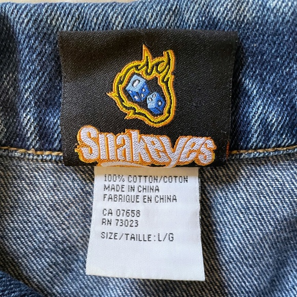 Snakeyes denim trucker jacket, dark wash, embroidered patch, large - Picture 15 of 16